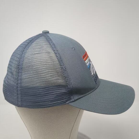 Patagonia Trucker Hat Blue OS Snapback Mesh Back Adjustable Mountain Logo Hat - Picture 5 of 8